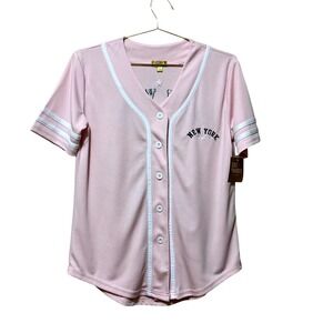 Cult Favorite Pink New York Brooklyn 1997 Baseball Jersey Button Up Small NWT